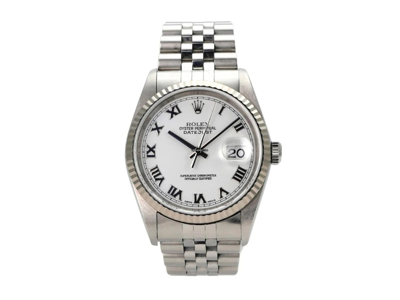 Rolex Datejust 36 Ref. 16234 Weiß Römisch Jubile-Band