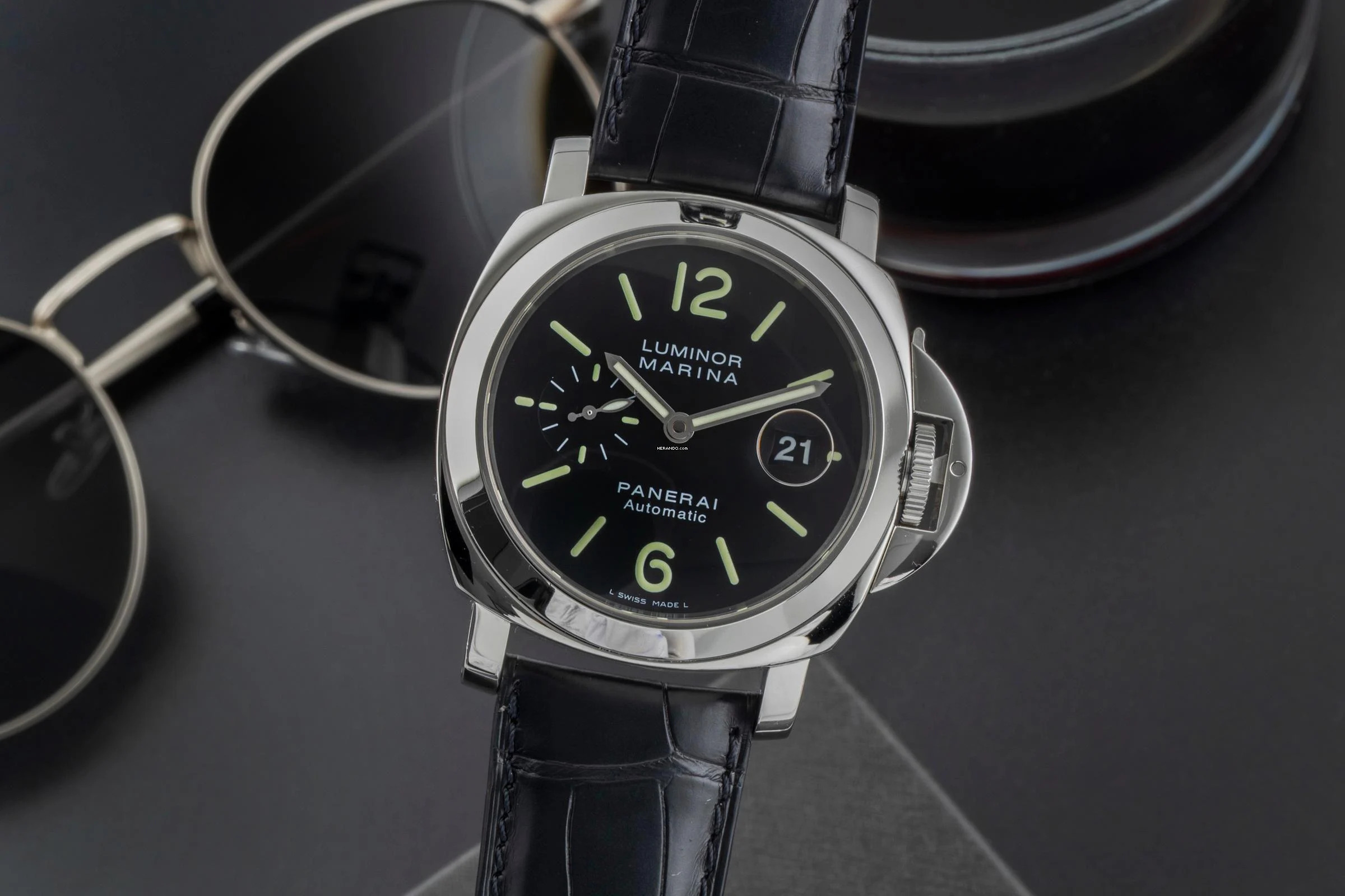 Panerai Luminor Marina Automatic Datum Edelstahl Herrenuhr Ref. PAM00104
