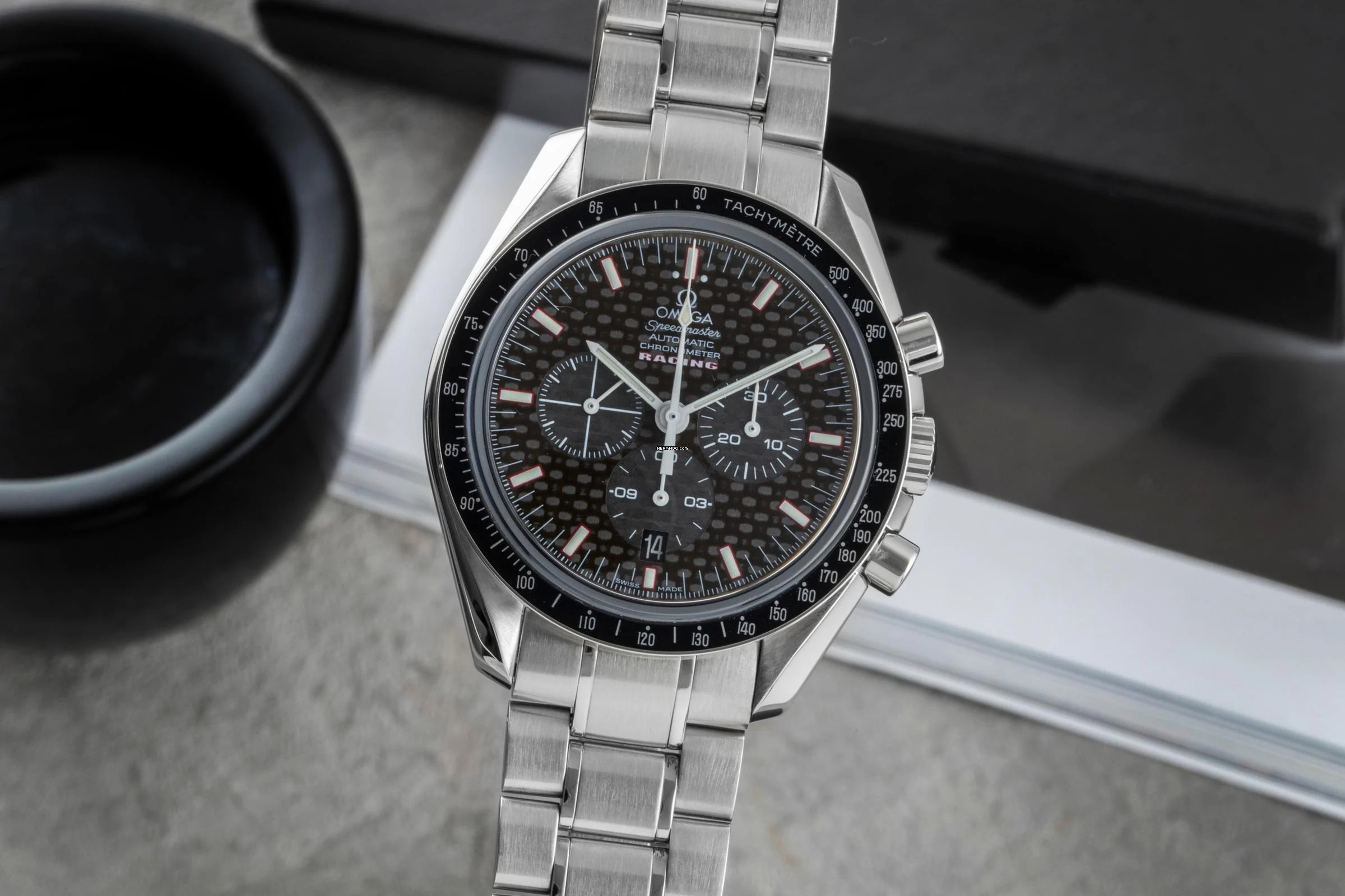 Omega Speedmaster Racing Chronograph Stahl Ref. 3552.59.00 Papiere 2017