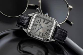 Thumbnail von Cartier Santos Dumont Edelstahl Handaufzug Herrenuhr Ref. WSSA0032 B&P 2021