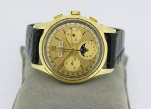 Thumbnail von Breitling Triple calendar moonphase 18Karat Gold Rare vintage watch