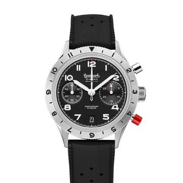 Hanhart Red Lion Mk II 39 mm Herrenarmbanduhr Handaufzug mit Kautschukband H704L.210-1010