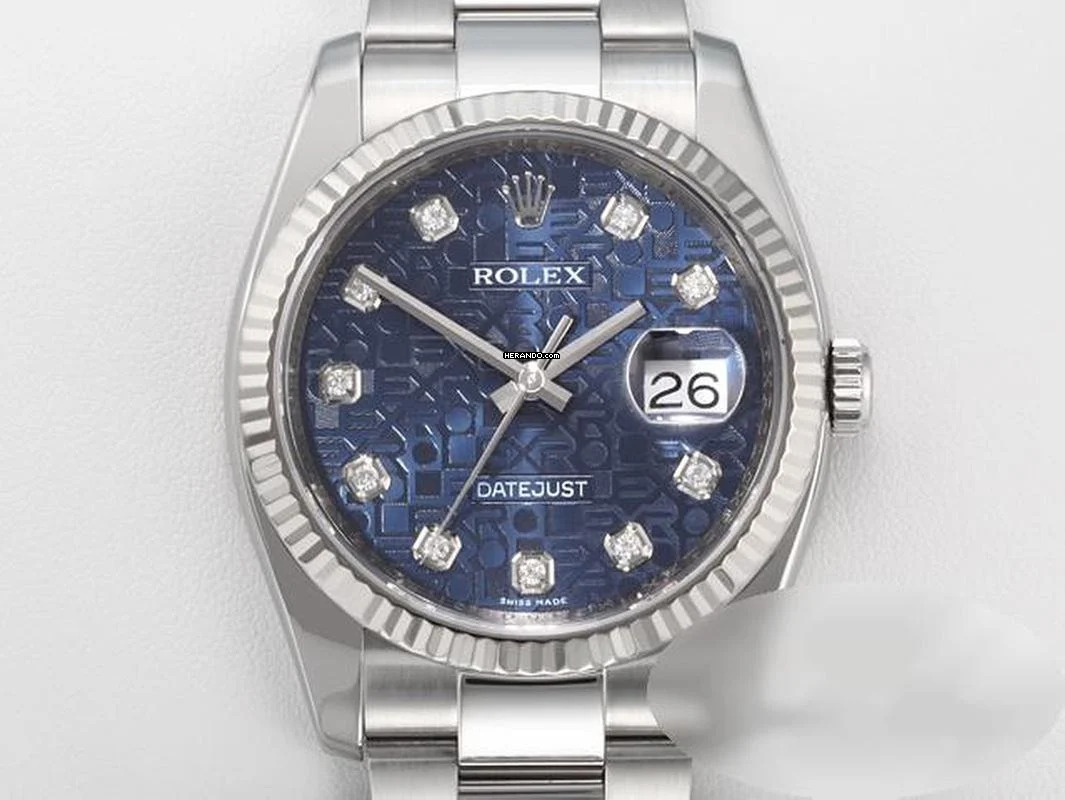 Rolex Datejust 36 36mm 116234 Stahl Weissgold 750 Diamanten Automatik Stainless Steel 18kt White Gold Oyster-band Chronometer Blue Dial