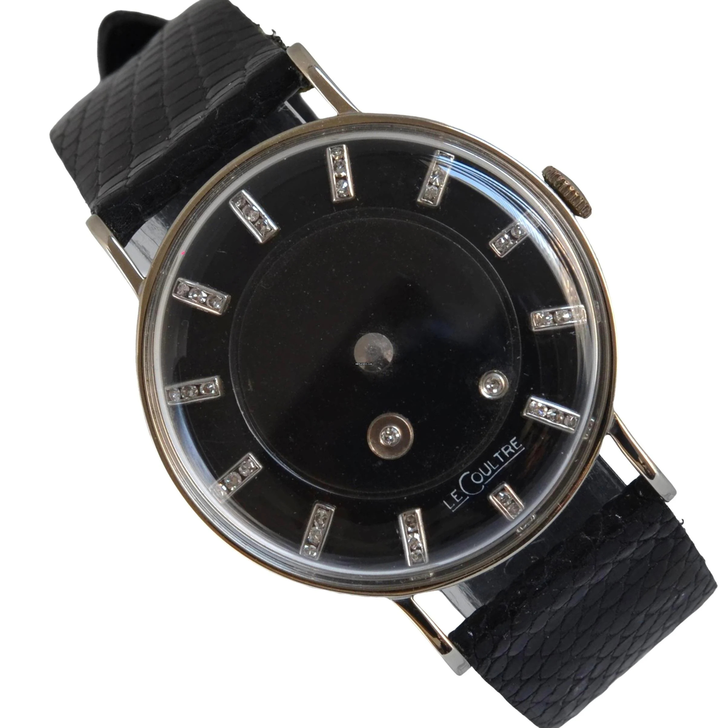 Jaeger-LeCoultre Mysterious by Vacheron Constantin Factory baguette diamonds black dial white gold 14KT