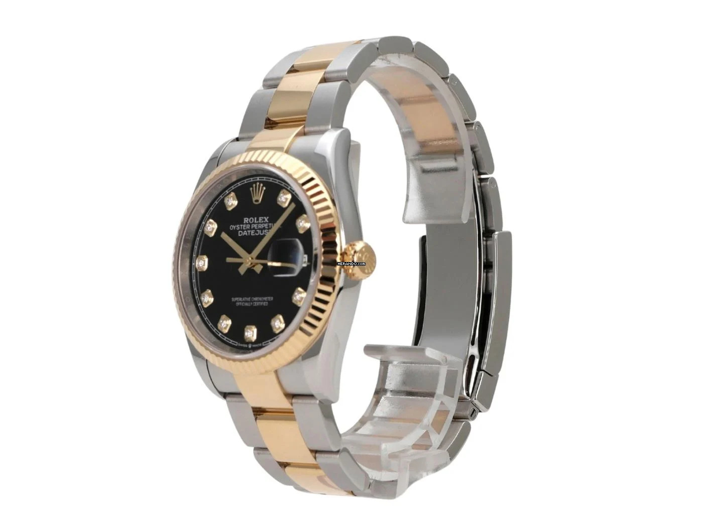 Rolex Datejust 36 Oystersteel / Gelbgold Ref. 126233 Schwarz Diamant