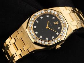 Thumbnail von Audemars Piguet Royal Oak Lady 18kt Gelbgold Diamanten Ref.6008BA 1988 Full Set wie Neu Vintage