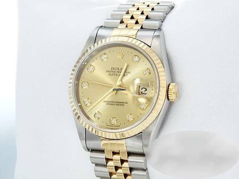  Rolex Datejust 36 36mm 16233 2002 Diamanten Stahl Gelbgold 750 Automatik Gold 
