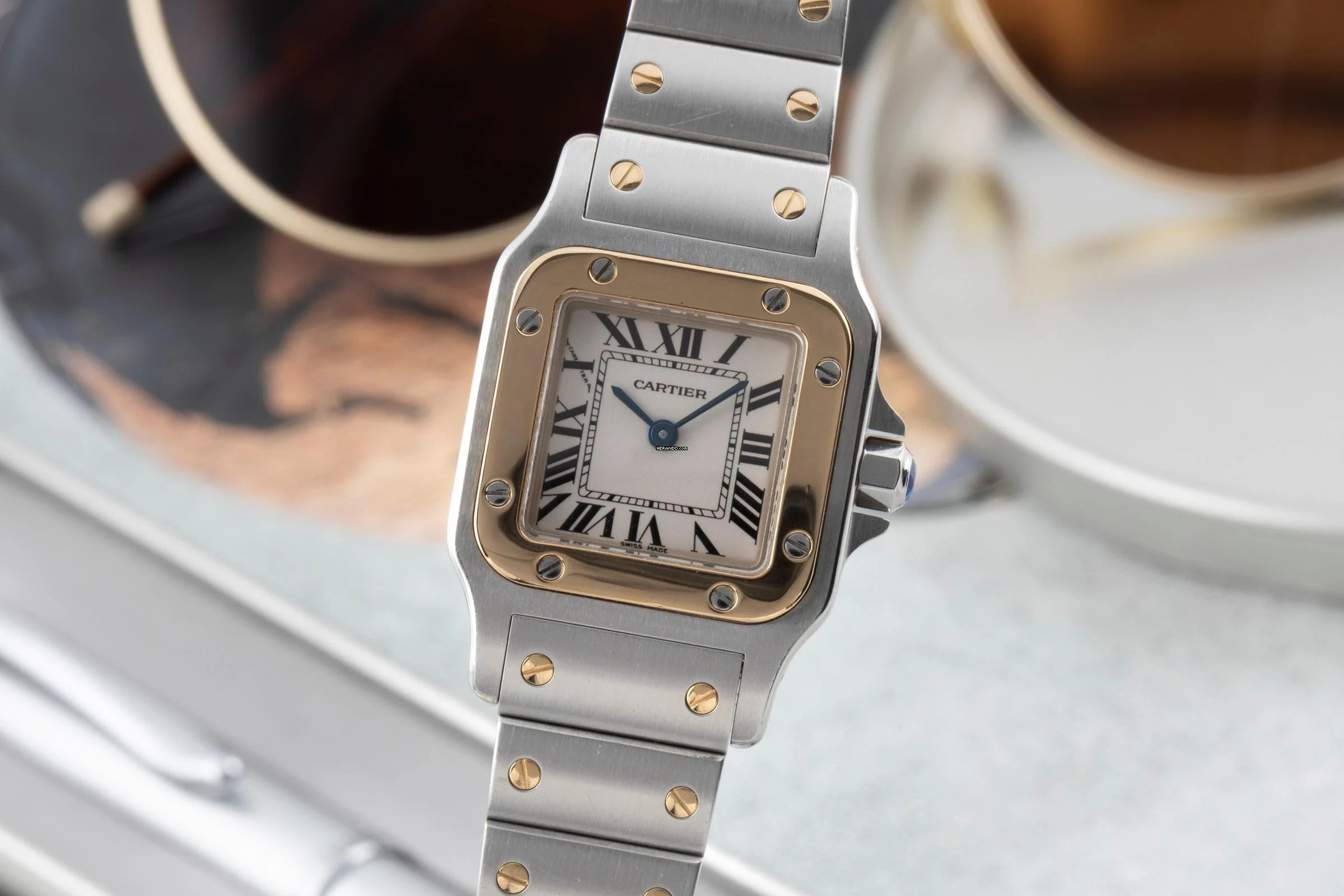 Cartier Santos Galbée Lady Stahl / Gold Ref. W20012C4 1567 B&P 2001