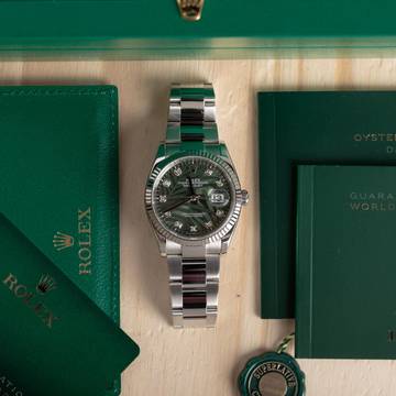  Rolex Datejust 36 Rare Palm Motif Diamond Dial 
