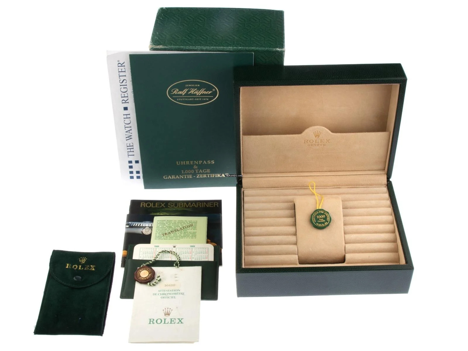Rolex Submariner Date Serti 18kt Gelbgold Ref.16618 1988 Full Set Original unpoliert Submariner Serti 18kt Gelbgold Diamanten Saphir