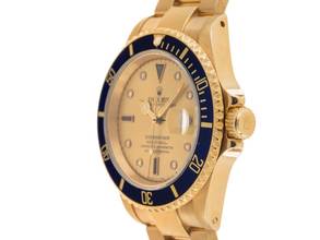 Thumbnail von Rolex Submariner Date Serti 18kt Gelbgold Ref.16618 1988 Full Set Original unpoliert Submariner Serti 18kt Gelbgold Diamanten Saphir