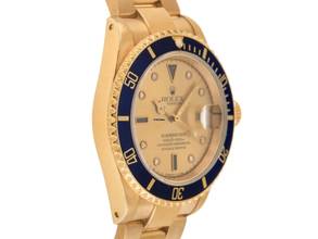 Thumbnail von Rolex Submariner Date Serti 18kt Gelbgold Ref.16618 1988 Full Set Original unpoliert Submariner Serti 18kt Gelbgold Diamanten Saphir