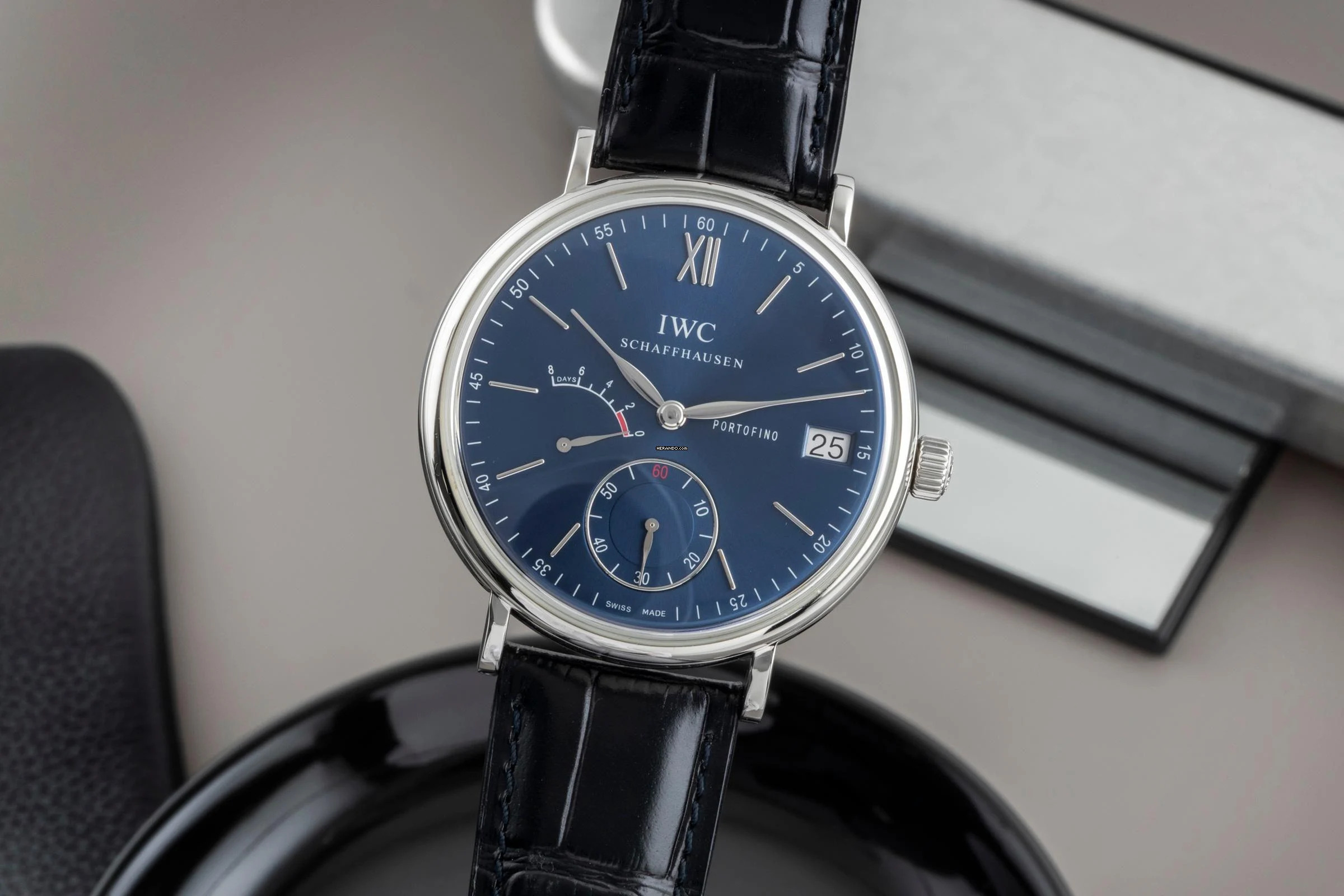 IWC Portofino Handaufzug 8 Days Edelstahl Handaufzug Herrenuhr Ref. IW510106 Papiere 2015