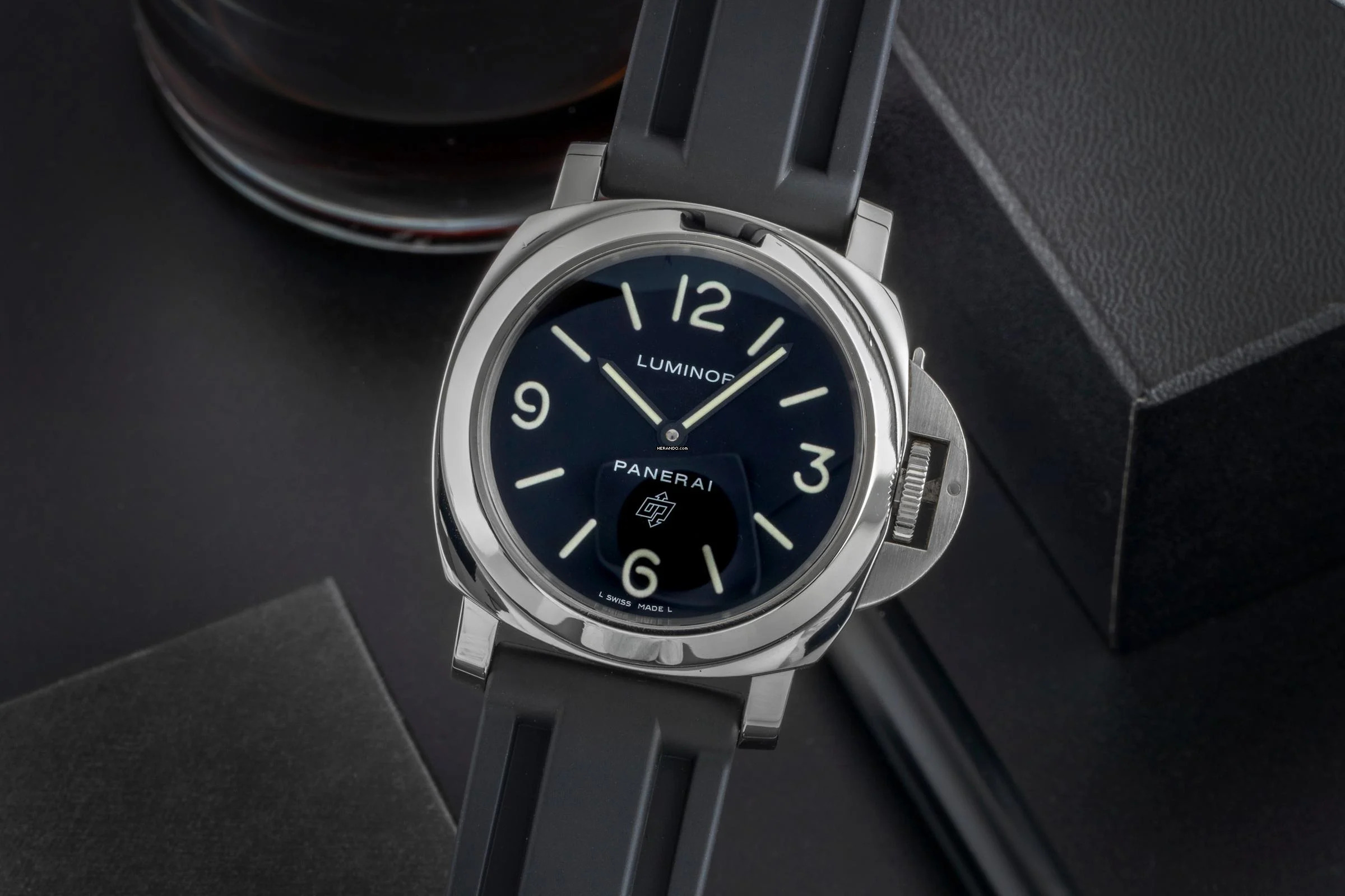 Panerai Luminor Base Logo 44 Stahl Handaufzug Herrenuhr Ref. PAM00000 B&P 2015