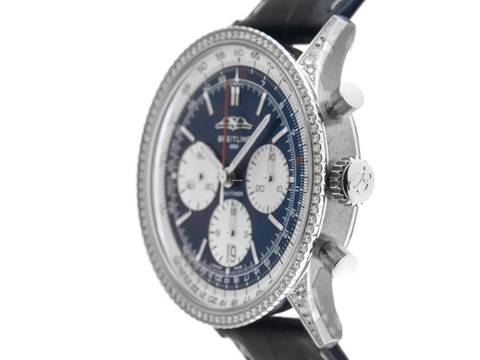  Breitling Navitimer 1 B01 Chronograph Ref.AB0139631C1P1 2025 Full Set Ungetragen Navitimer B01 Chronograph Diamanten Krokoleder Faltschließe 