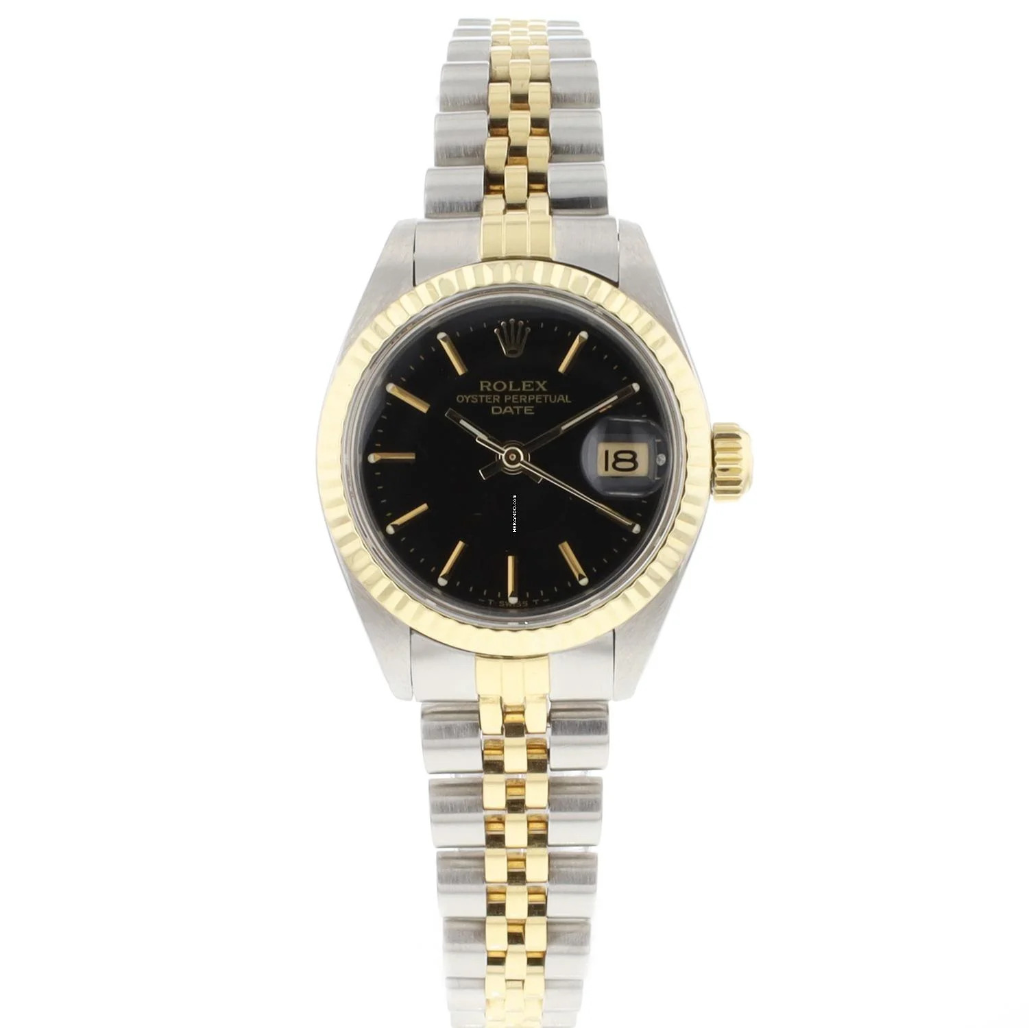 Rolex Oyster Perpetual Lady Date 26 Steel/Gold Jubilee Black Dial