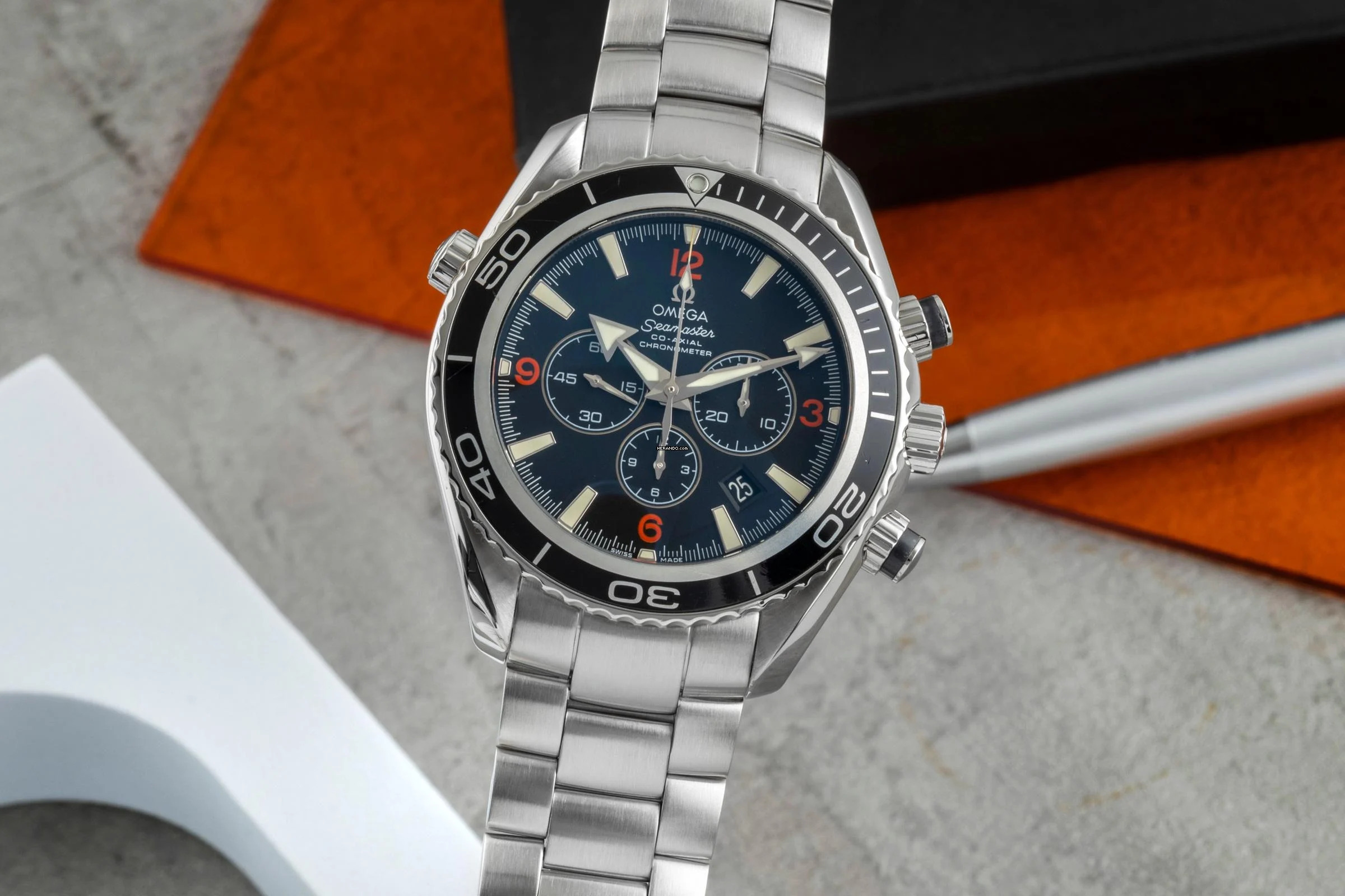 Omega Seamaster Planet Ocean Chronograph Stahl Automatik Ref. 2210.51.00 Papiere
