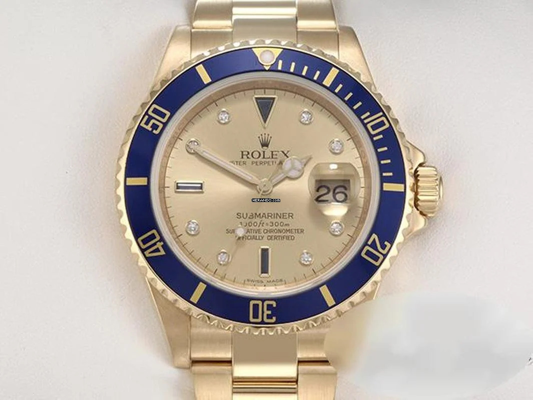 Rolex Submariner Date 16618 2007 Sultan Gelbgold 750 Automatik Diamanten Saphir 18kt Yellow Gold Oyster-band Chronometer