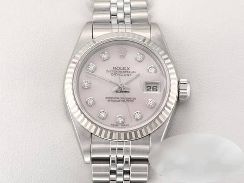  Rolex Lady-Datejust Edelstahl Weissgold 750 Cacholong Diamanten Automatik Stainless Steel 18kt White Gold Jubilé-band Chronometer Oyster 
