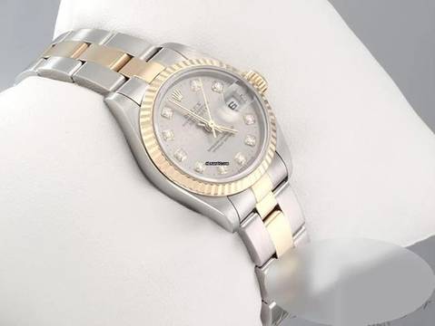  Rolex Lady-Datejust Edelstahl Gelbgold 750 Diamanten 1996 Automatik Gold Stainless Steel Oyster-band Chronometer 