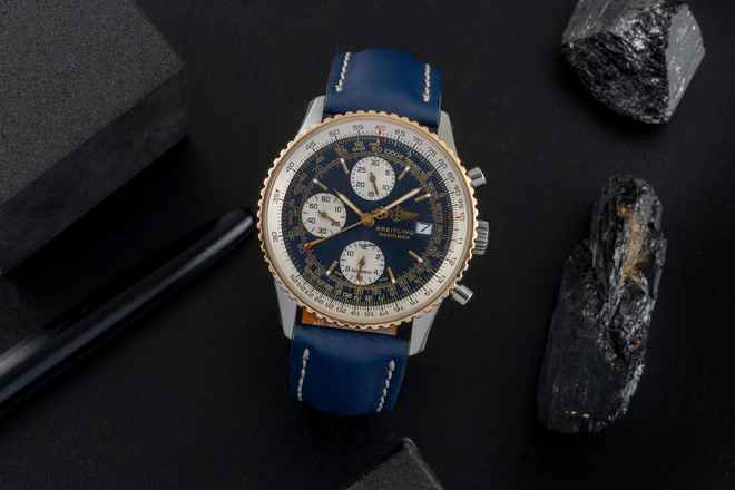  Breitling Old Navitimer Chronograph Stahl / Gold Automatik Herrenuhr Ref D13322 