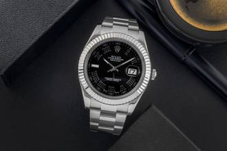 Thumbnail von Rolex Datejust II Stahl / Weissgold Black Roman Dial Automatik Ref. 116334 B&P