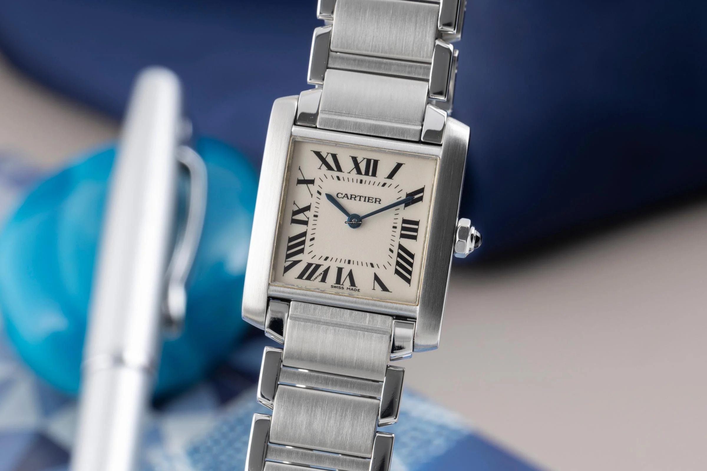 Cartier Tank Française Edelstahl Quarz Damenuhr Ref. W51003Q3