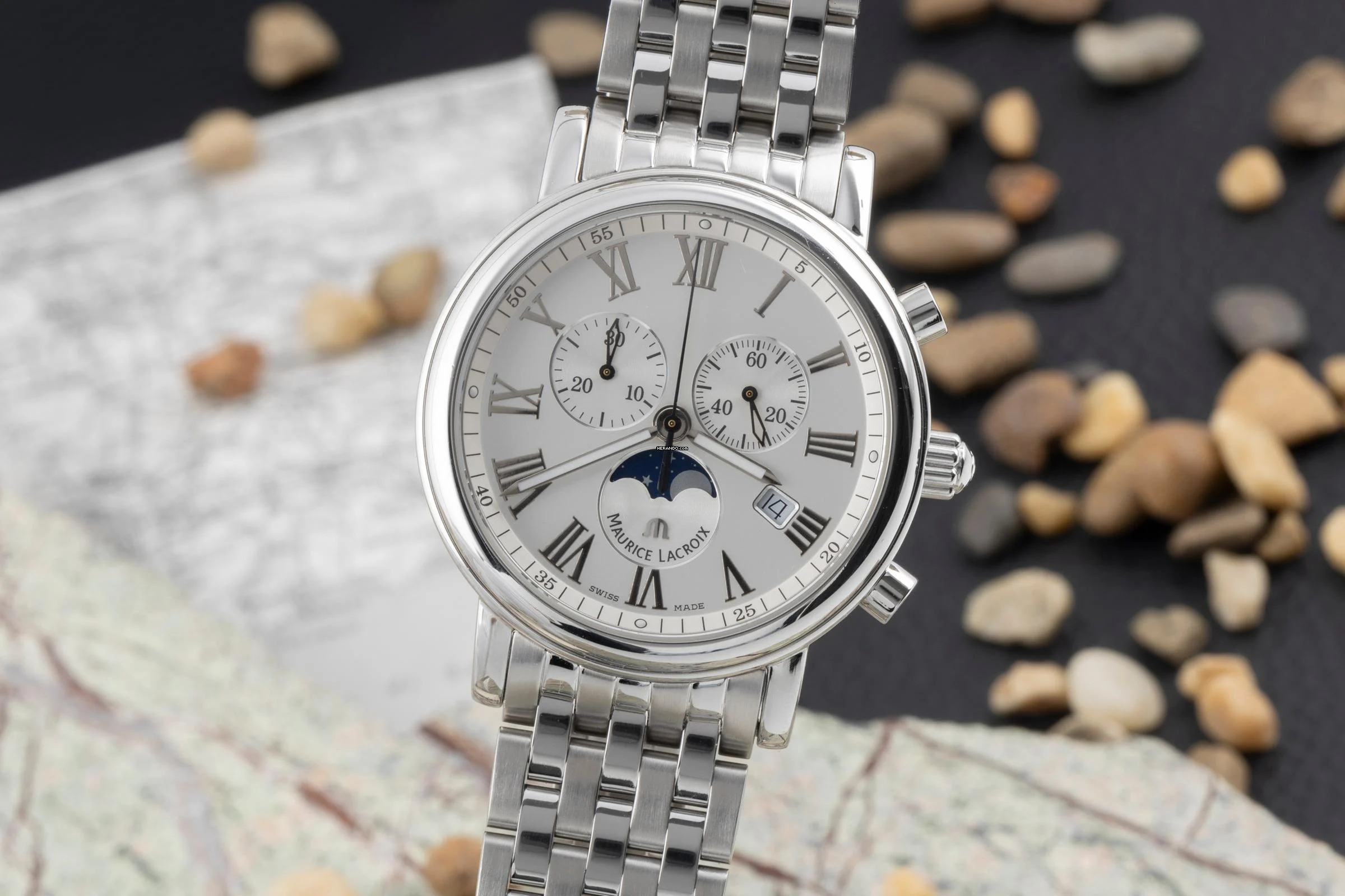 Maurice Lacroix Les Classiques Stahl Quarz Ref. LC1048-SS002-110 B&P