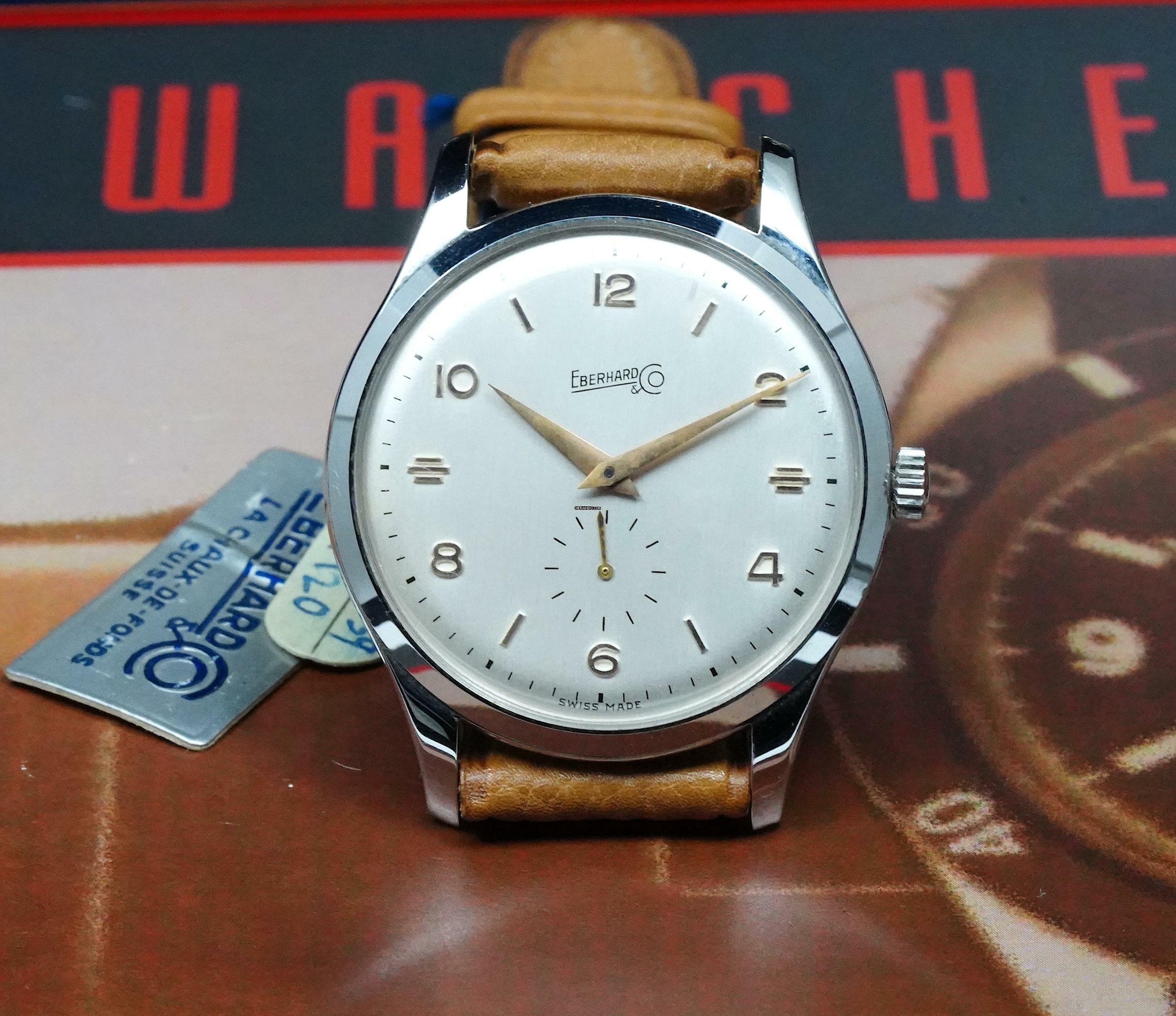 Eberhard & Co. NOS 1950'S OVERSIZE STEEL 38MM CALATRAVA RARE VINTAGE