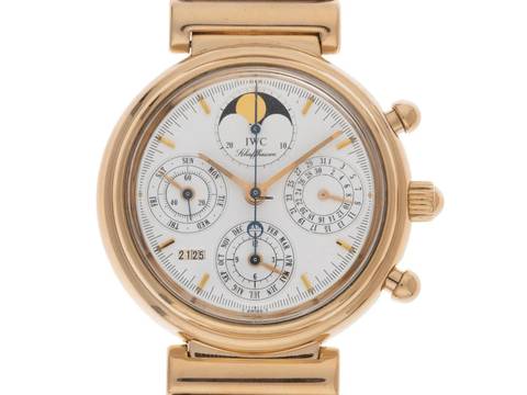  IWC Da Vinci Perpetual Calendar Kalender Ref.3750 1998 Full Set wie Neu Vintage Da Vinci Perpetual Kalender 18kt Roségold Saphirglas 