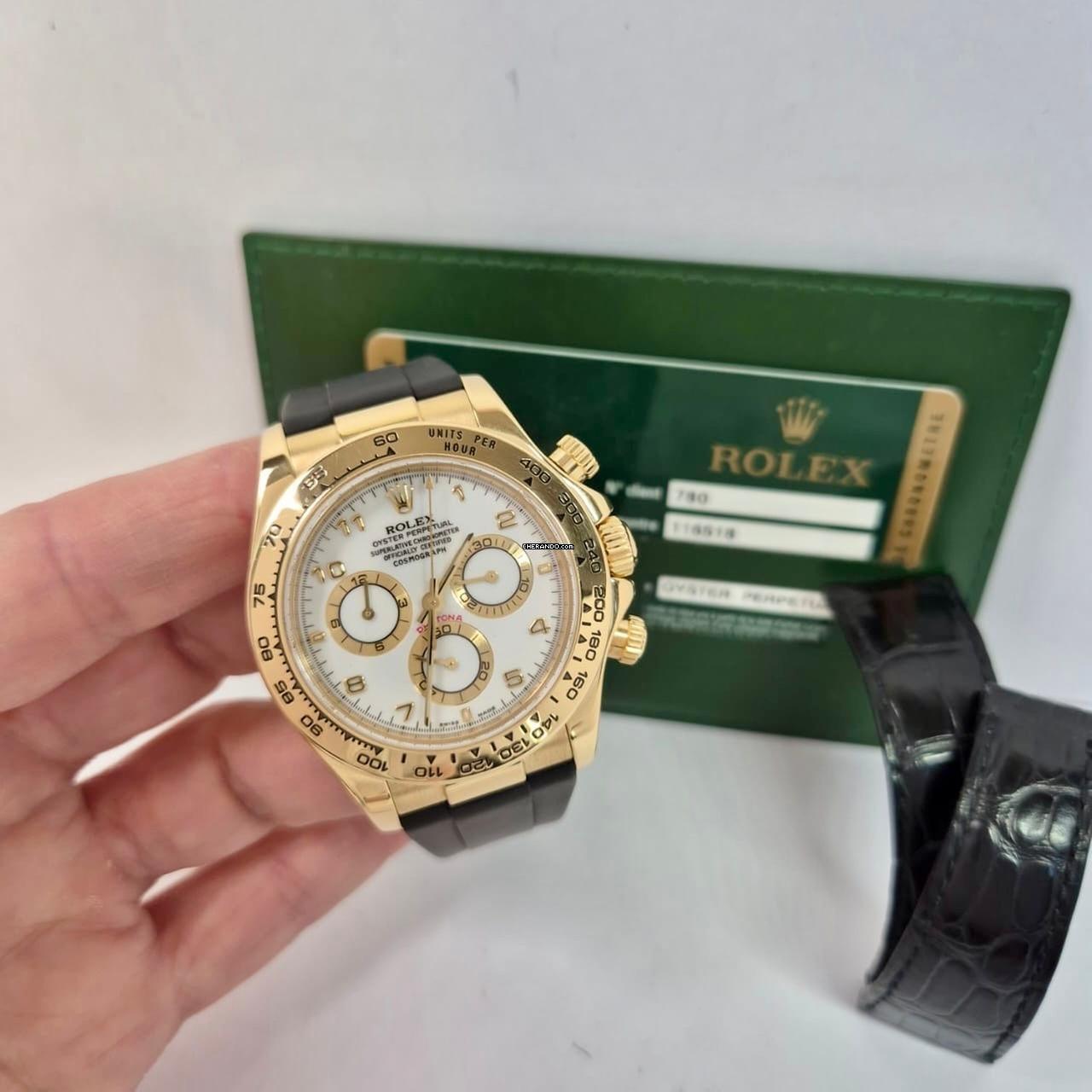 Rolex Daytona Yellow Gold Racing White 40mm Automático Completo