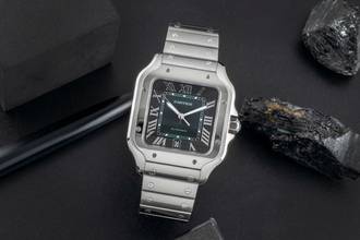 Thumbnail von Cartier Santos Stahl Green Dial Automatik Herren Ref WSSA0062 Box & Papiere 2023