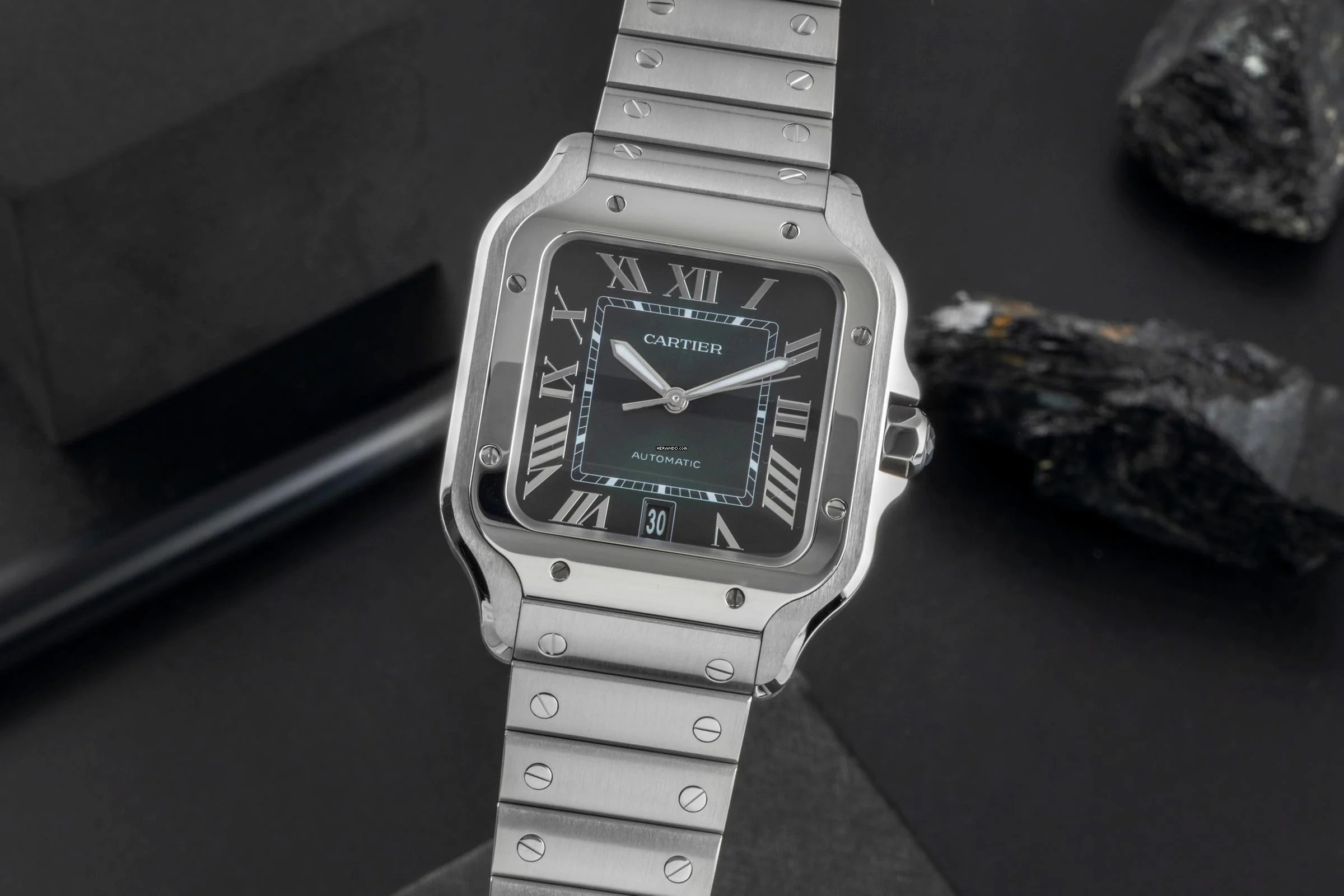 Cartier Santos Stahl Green Dial Automatik Herren Ref WSSA0062 Box & Papiere 2023