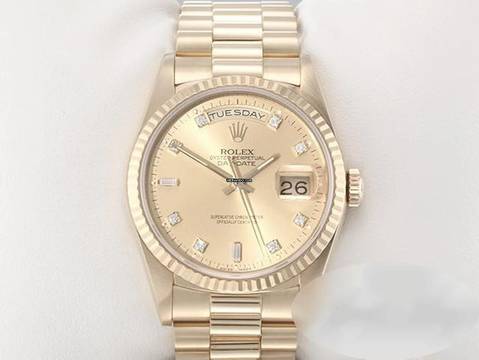  Rolex Day-Date 36 36mm 18238 1991 Lc100 Gelbgold 750 Diamanten Automatik Gold 