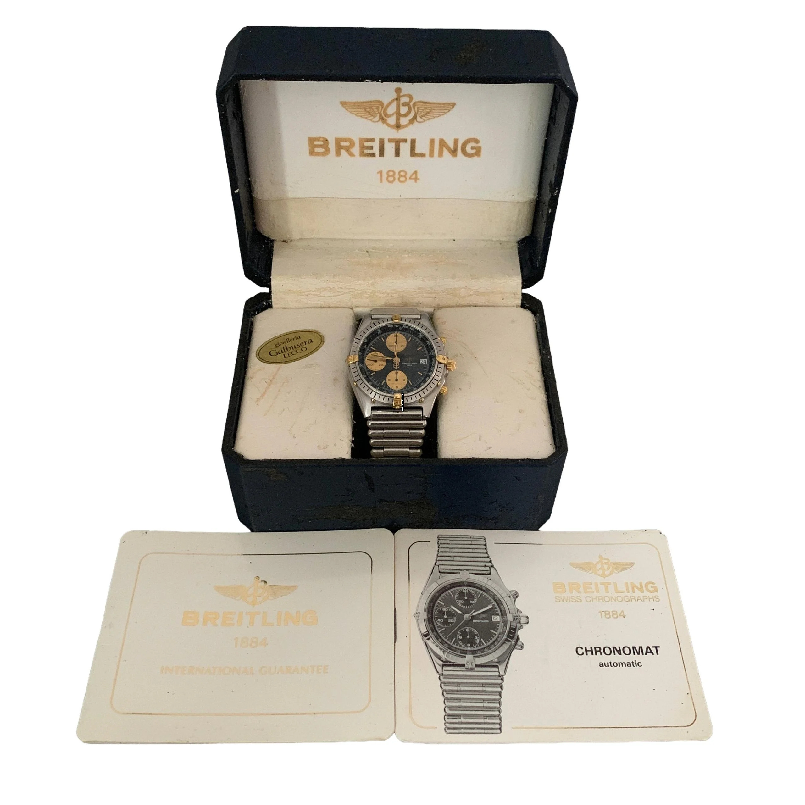 Breitling Chronomat 81950 chronograph matte black dial steel Full Set Full Set