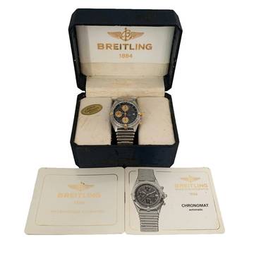  Breitling Chronomat 81950 chronograph matte black dial steel Full Set Full Set 