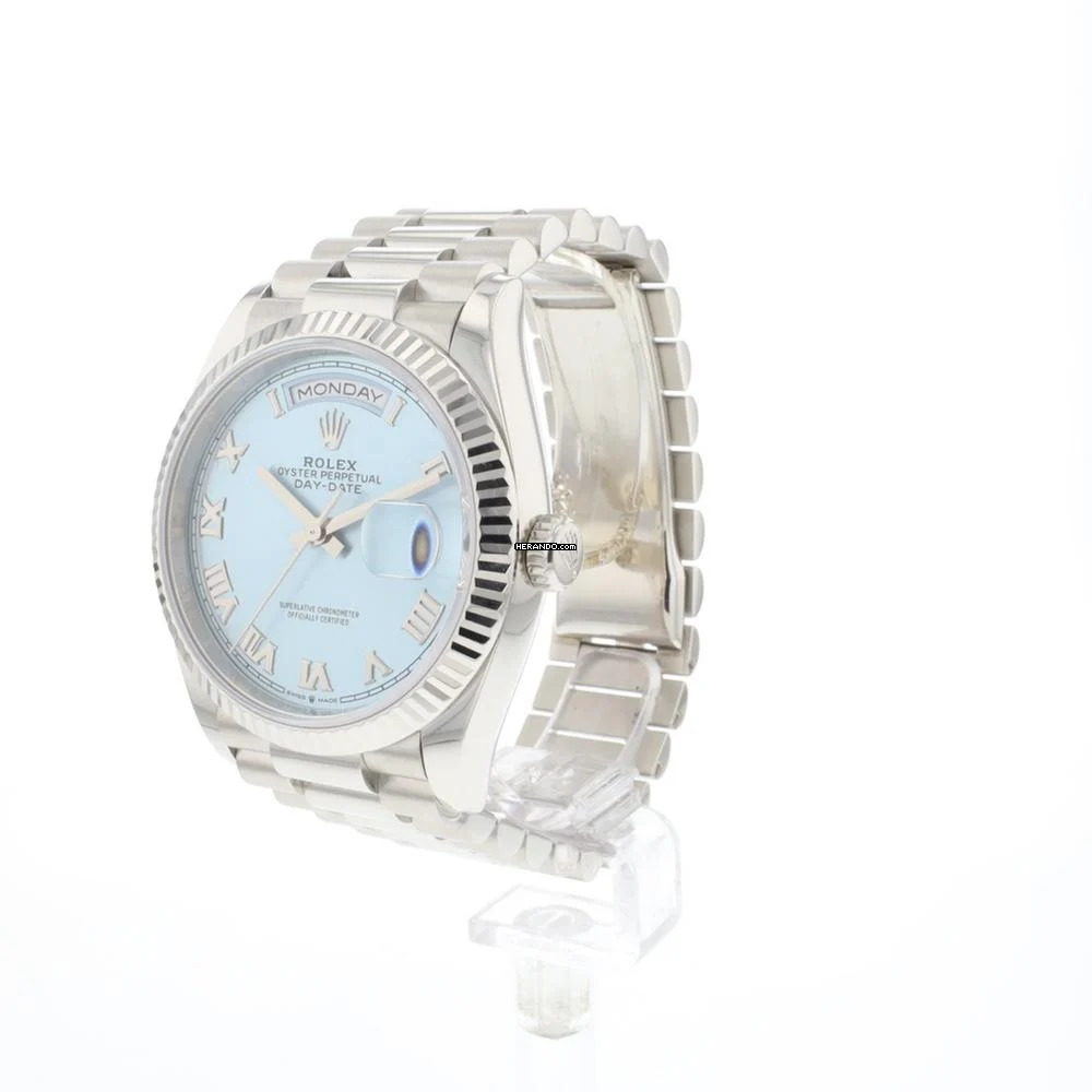 Rolex Day-Date 36 Platinum Ice-Blue Roman Dial