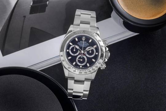  Rolex Daytona Black Dial Chronograph Stahl Automatik Herrenuhr Ref. 116520 B&P 