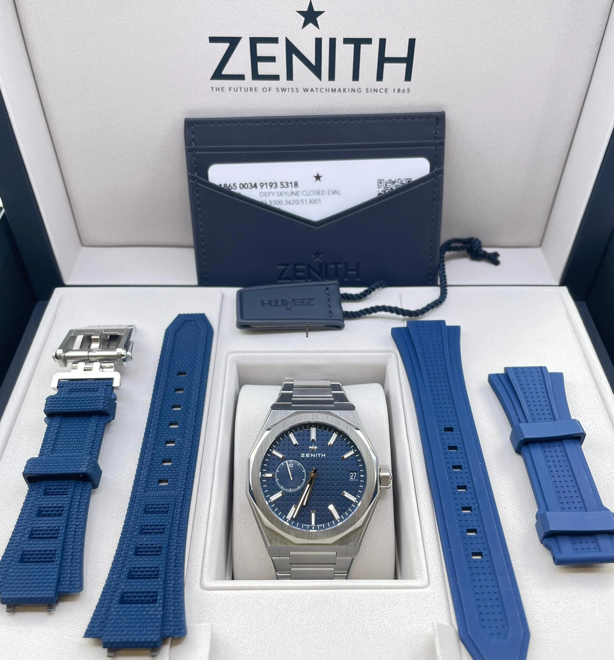 Zenith Defy Skyline FULL SET - BOX AND PAPERS NEW year:2025 BLUE DIAL 3 Straps