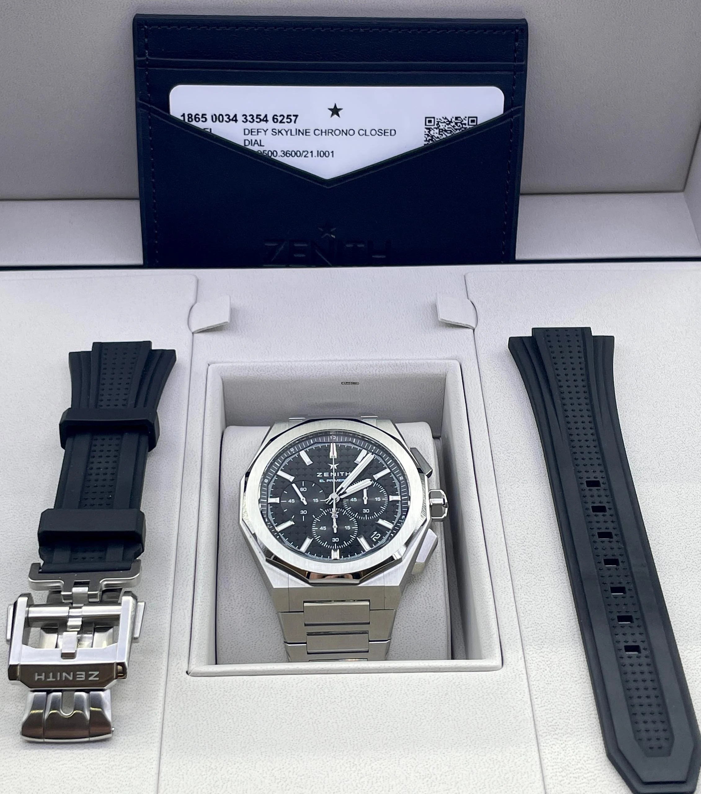 Zenith Defy Skyline Chrono FULL SET - BOX AND PAPERS NEW year:2025 Black Dial 2 Straps