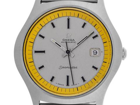  Omega Seamaster Big Yellow Ref.166.066 1969 original Box sehr gut Vintage Seamaster Big Yellow 
