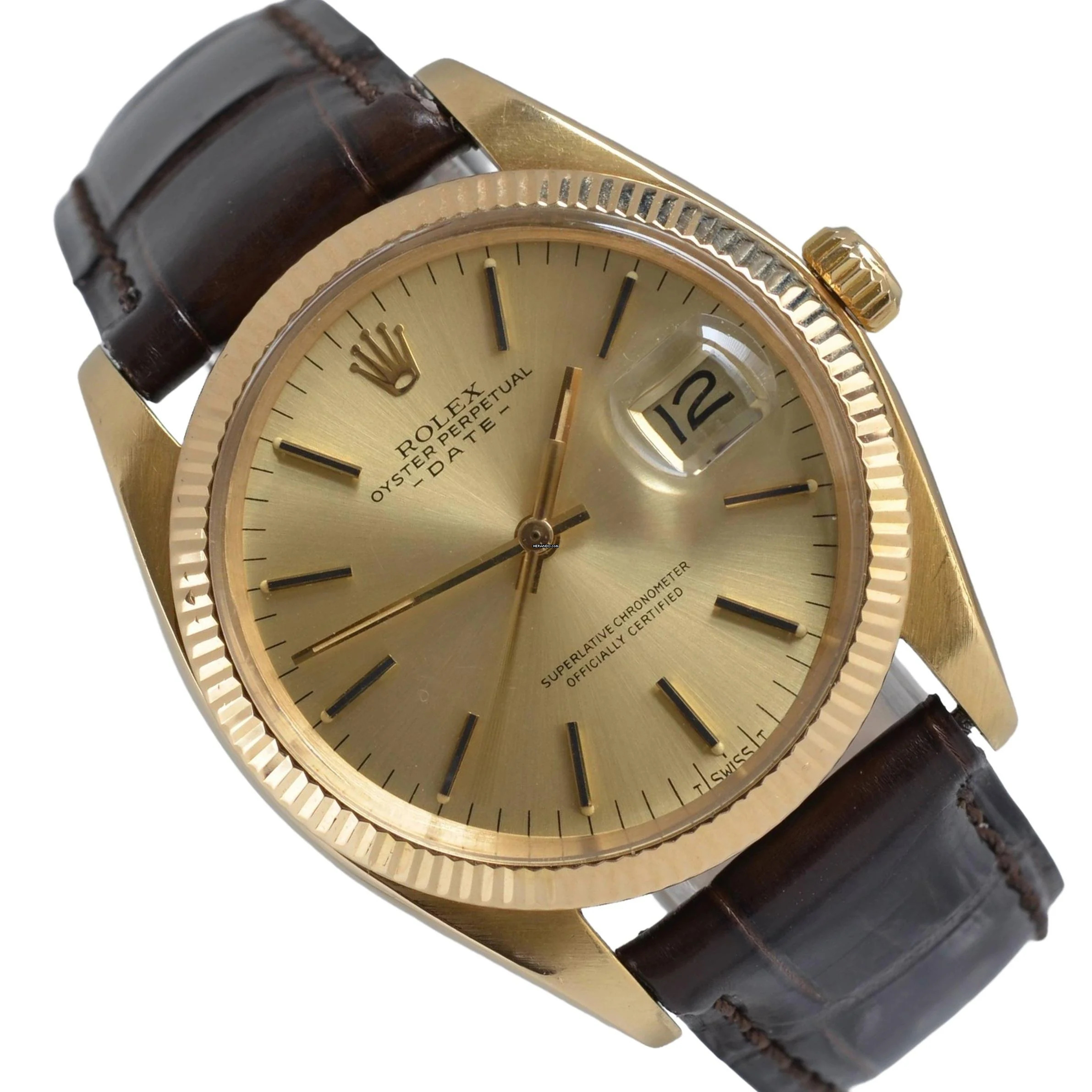 Rolex Oyster Perpetual Date 1503 Champagne dial yellow gold 18KT