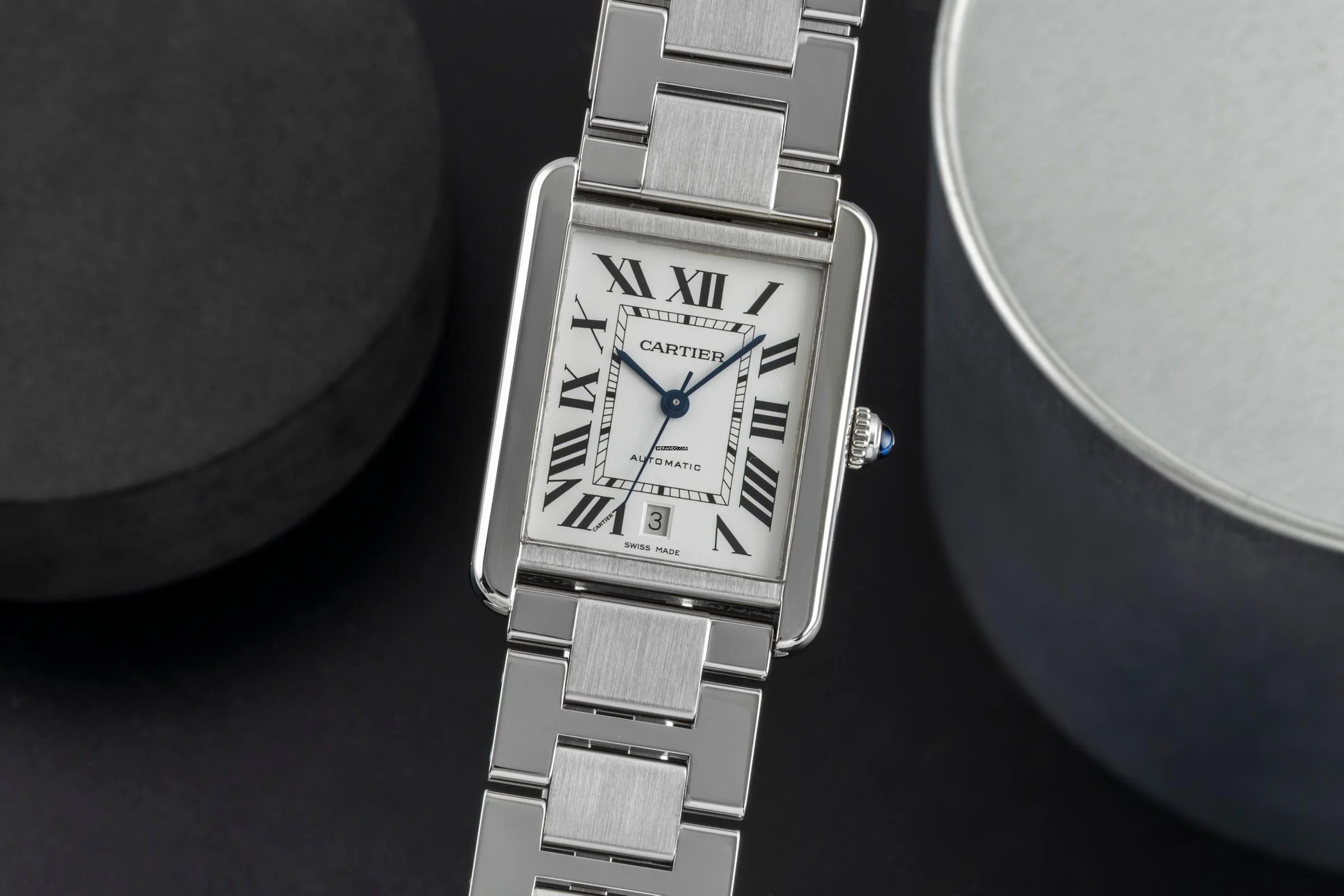 Cartier Tank Solo XL Edelstahl Automatik Herrenuhr Ref. W5200028 Papiere 2018