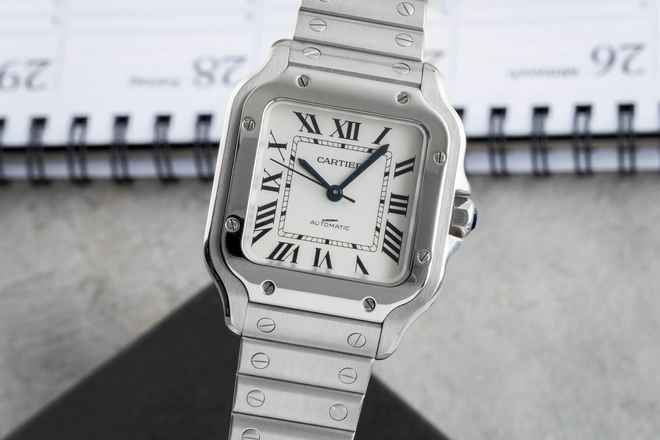  Cartier Santos Stahl Automatik Herrenuhr Medium WSSA0010 B&P 2018 