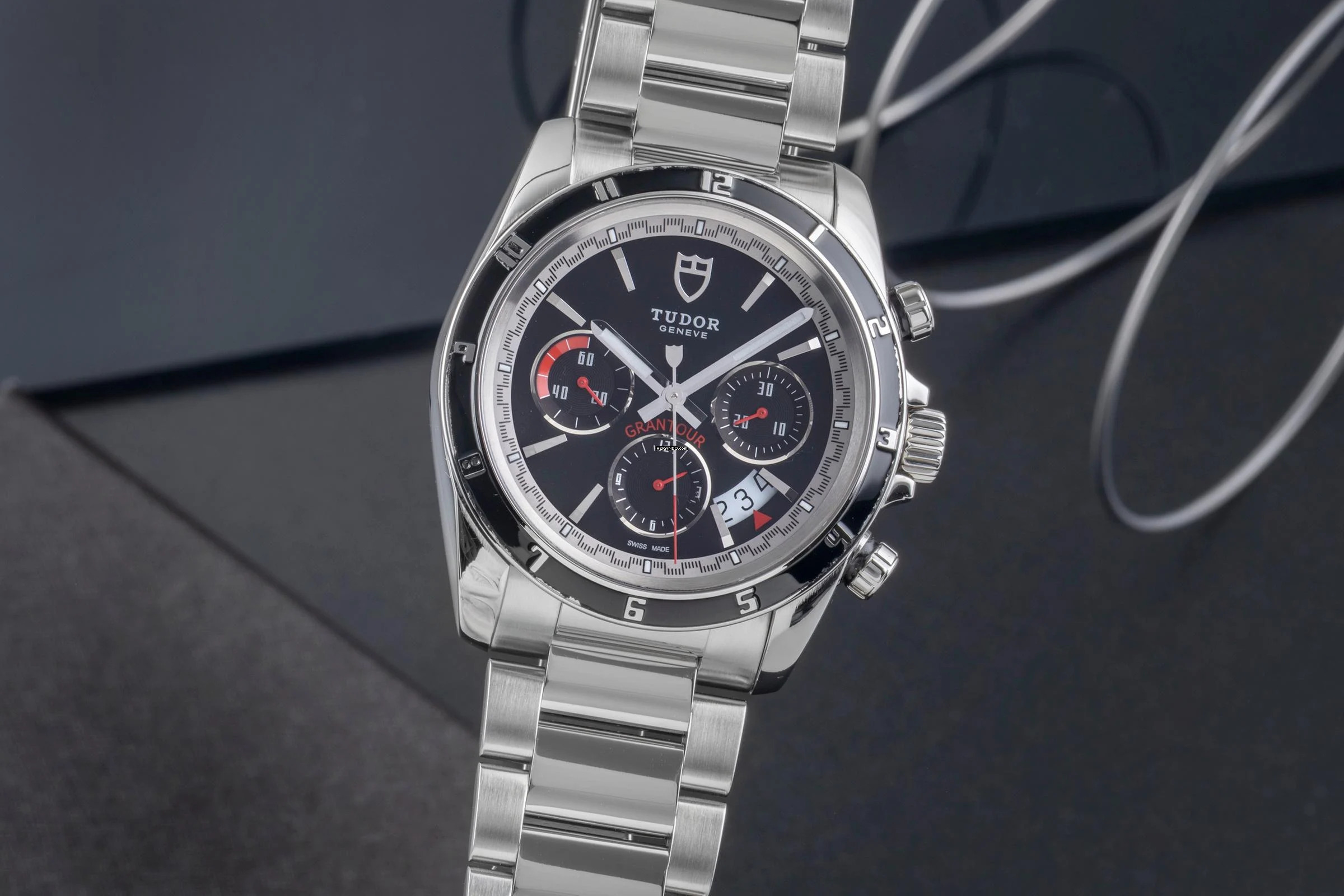 Tudor Grantour Chrono Chronograph Edelstahl Black Dial Automatik Herrenuhr Ref. 20530