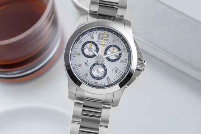  Longines Conquest Chronograph Stahl Quarz Ref. L3.700.4.78.6 Box & Papiere 2023 