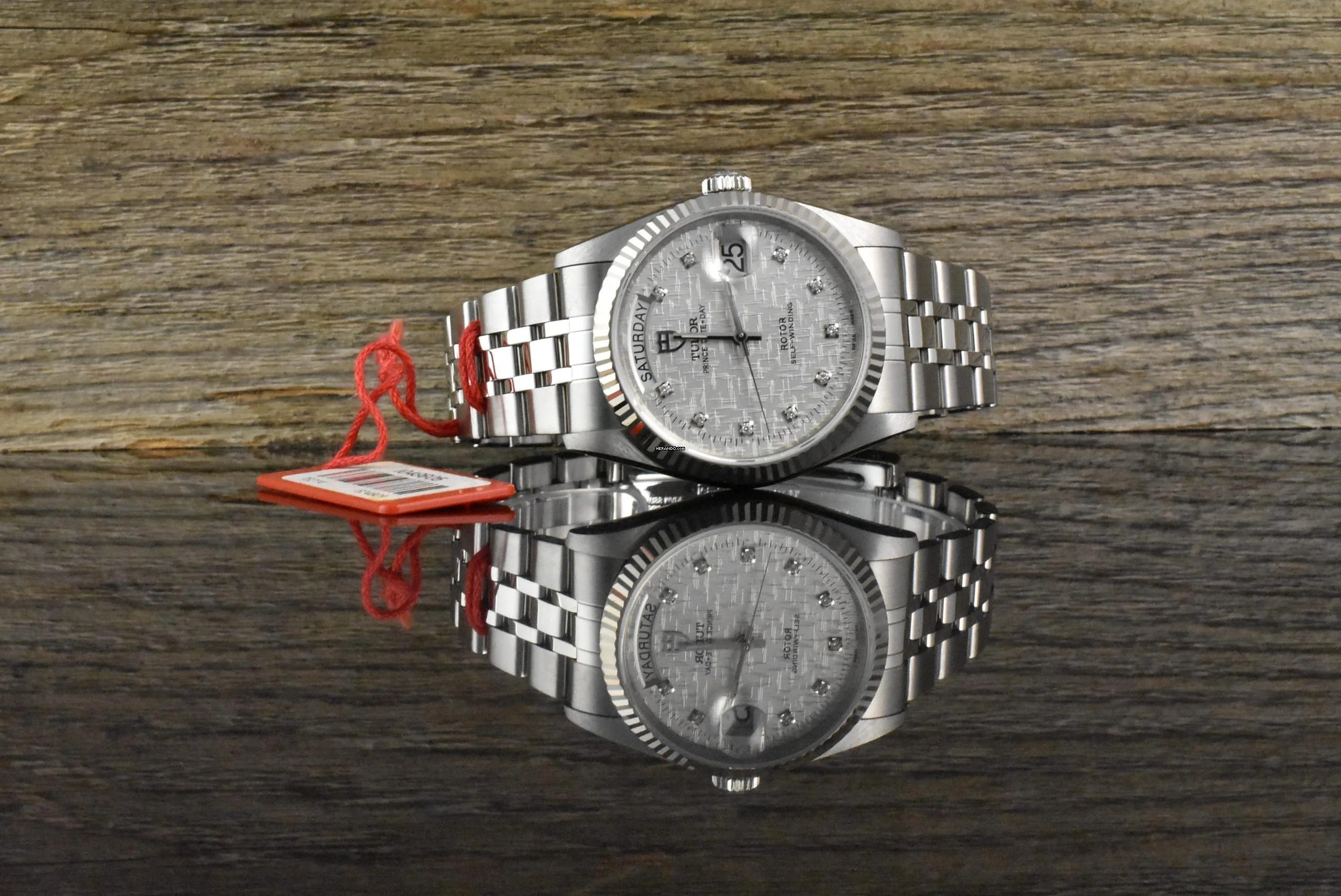 Tudor Prince Date 76214 Stahl / Weißgold Linen Diamond Dial