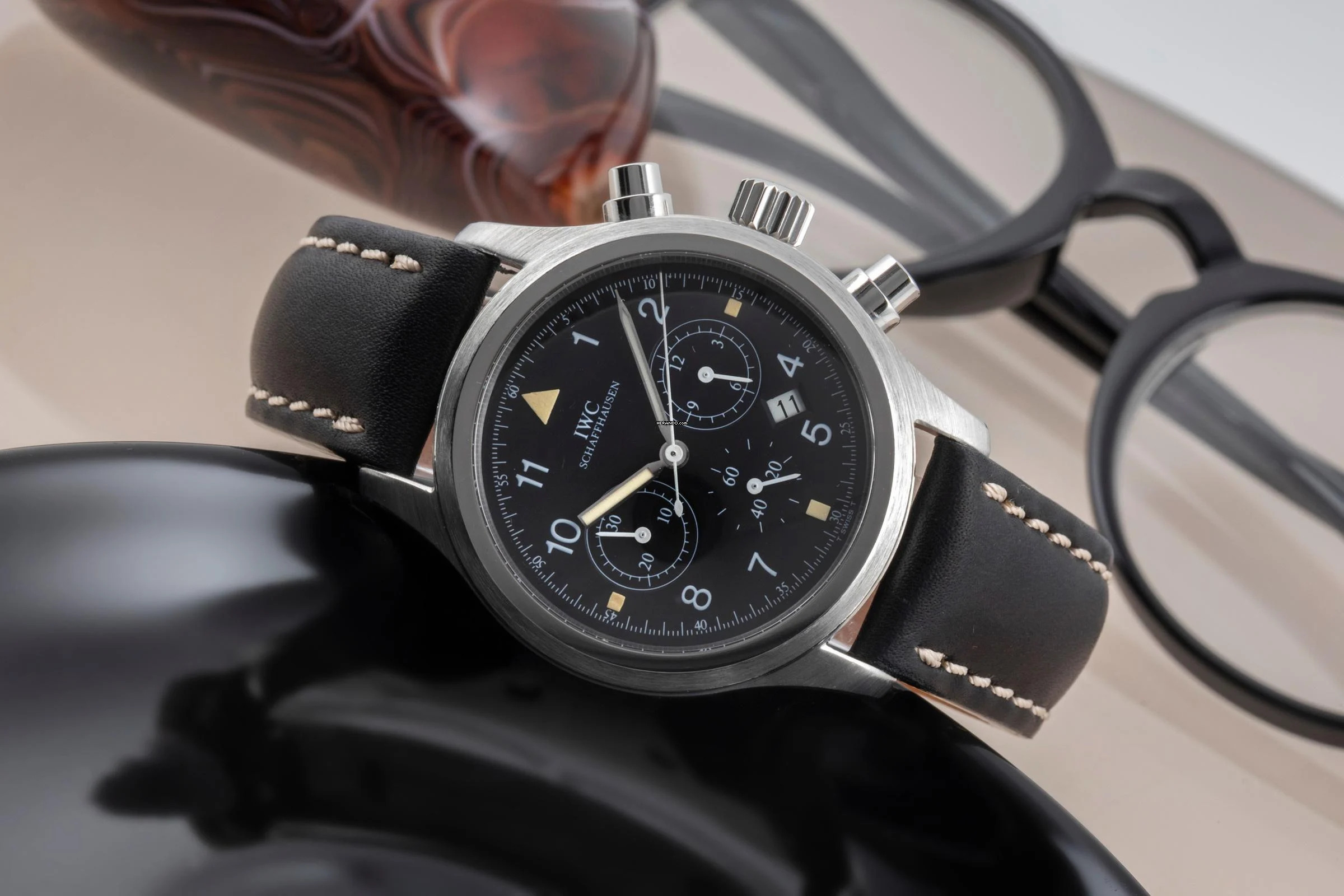 IWC Fliegeruhr Chronograph Pilot Chronograph Edelstahl Quarz Herrenuhr Edelstahl Ref. IW374101