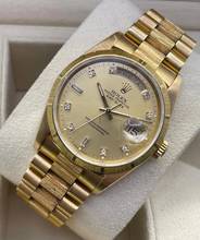 Thumbnail von Rolex Day-Date 36 Double Quick N Serial 1992 Top condition long bracelet BARK champagne DIAMOND DIAL
