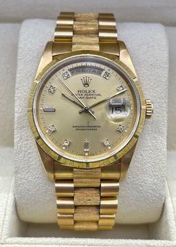  Rolex Day-Date 36 Double Quick N Serial 1992 Top condition long bracelet BARK champagne DIAMOND DIAL 